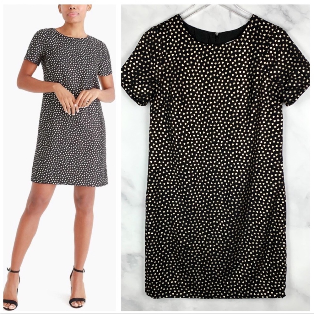 Women’s J. Crew Black Mini Dress With Gold Heart Detail in size 0
